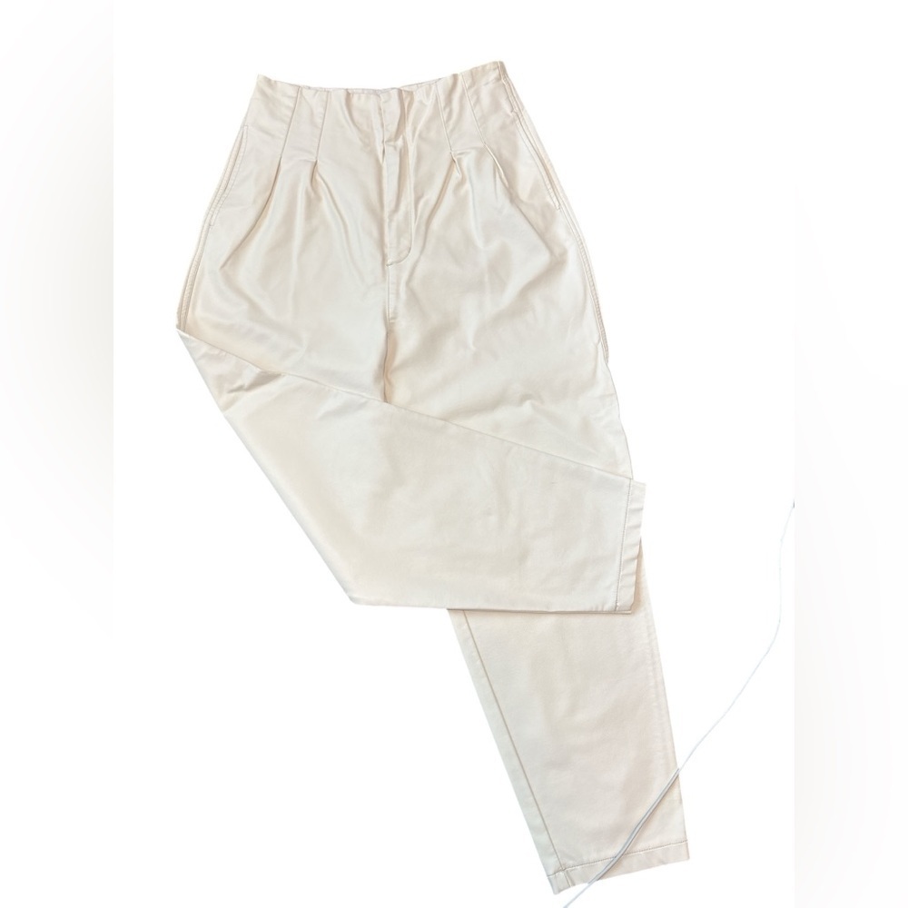 Free People Faux Leather Pant, Size 8, Straight Leg Winter White